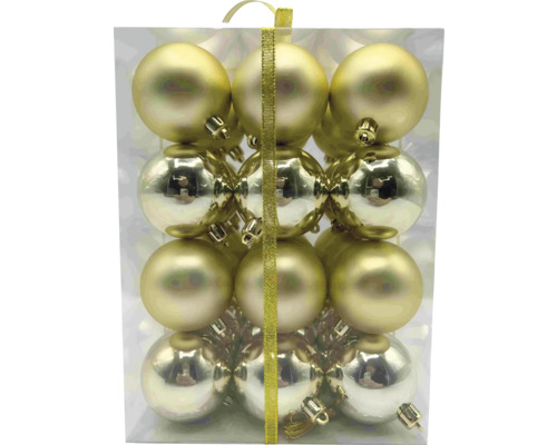 Balenie 12 plastových vianočných gúľ s matným a lesklým povrchom