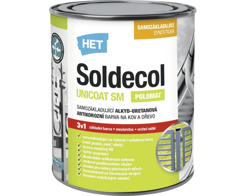Farba na kov HET Soldecol Unicoat SM 2881 hnedá palisander 0,6 l Vedro s antikoróznou farbou na kov a drevo