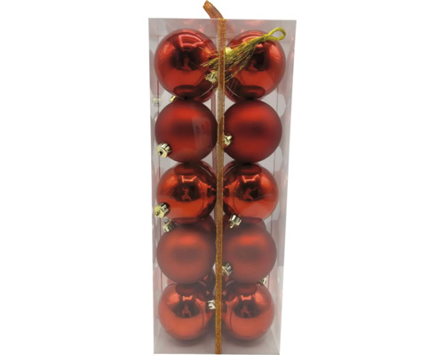 Balenie červených vianočných gúľ