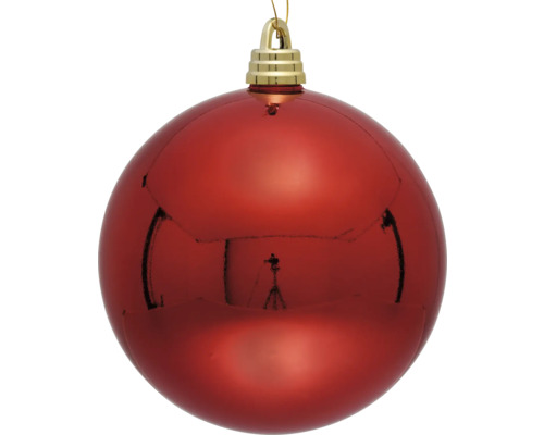Vianočná ozdoba Lafiora 30 cm červená lesklá Červená vianočná guľa so zlatým závesom