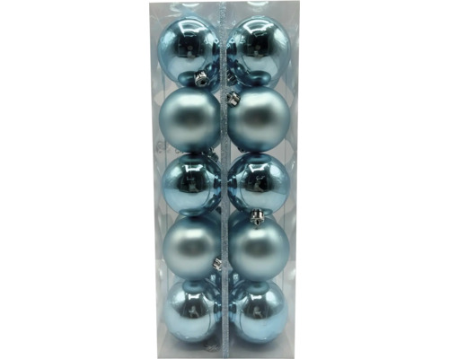 Vianočné gule plastové modré 20 ks Balenie niekoľkých svetlomodrých vianočných gúľ