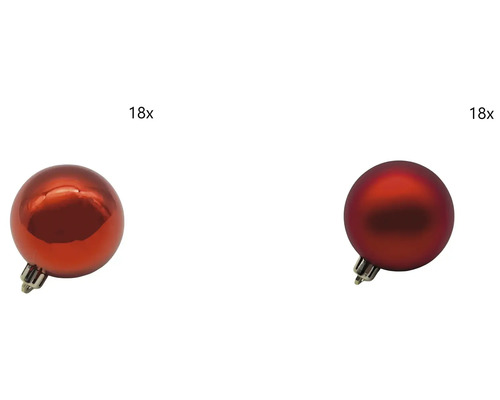 Osemnásť červených plastových vianočných gúľ