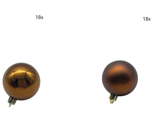 Vianočné gule plastové Lafiora Ø 6 cm hnedé 36 ks Osemnásť vianočných gúľ v matnom a lesklom prevedení