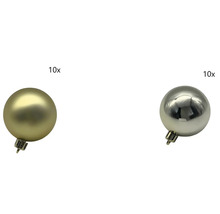 Desať vianočných gúľ v zlatej a striebornej farbe