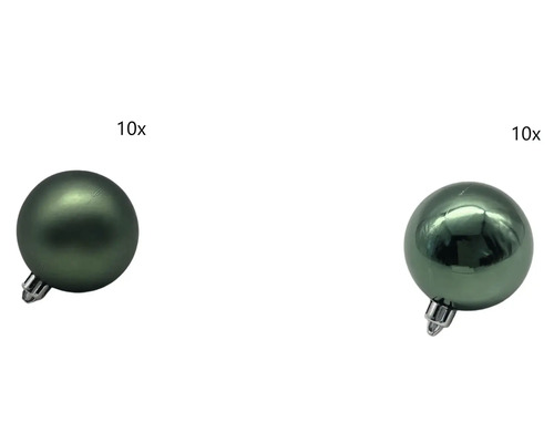 Vianočné gule plastové zelené 20 ks Desať zelených vianočných gúľ