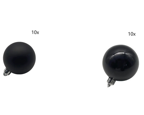 Desať čiernych vianočných gúľ, matný a lesklý povrch