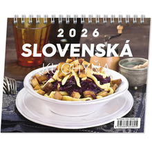 Nástenný kalendár Slovenská kuchyňa pre rok 2026 s fotografiou slovenských špecialít.