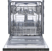 Otvorená umývačka riadu s niekoľkými košmi