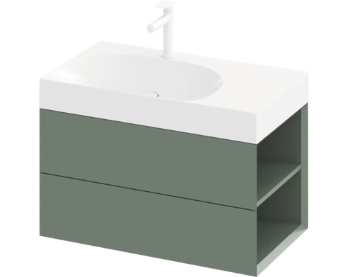 Skrinka pod umývadlo s dvoma zásuvkami a otvorenou policou