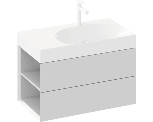 Skrinka pod umývadlo s dvoma zásuvkami a otvorenou priehradkou