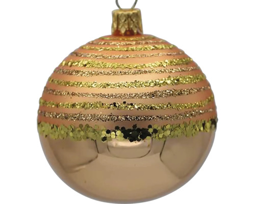 Zlatá vianočná guľa s trblietavými pruhmi
