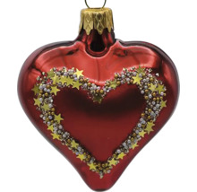 Vianočná ozdoba v tvare srdca s hviezdami a perlami