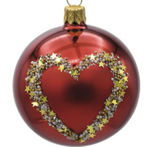 Vianočná guľa so srdiečkovým motívom z hviezd a perál