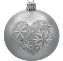 Vianočná guľa so srdcom a snehovými vločkami