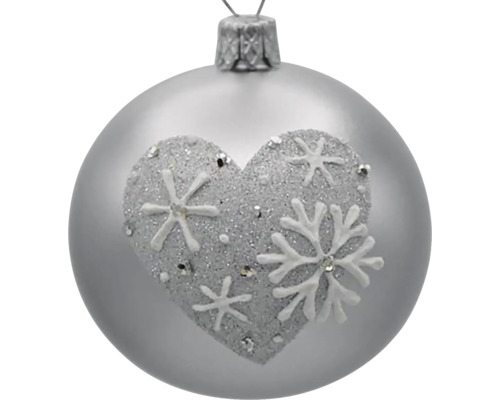 Vianočná guľa so srdcom a snehovými vločkami