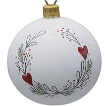 Vianočná guľa so vzorom srdca a rastlín
