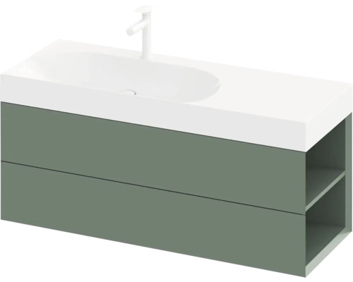 Skrinka pod umývadlo s dvomi zásuvkami a úložným priestorom