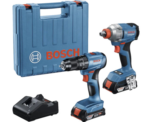 Sada akumulátorového vŕtacieho skrutkovača a rázového uťahovača Bosch s nabíjačkou a kufríkom