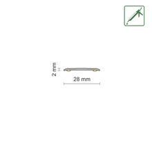Rozmerový profil: 2 mm vysoký, 28 mm široký