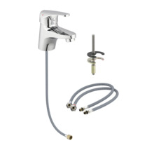 Umývadlová batéria s pripojovacími hadicami a upevňovacím materiálom