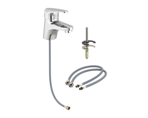 Umývadlová batéria s pripojovacími hadicami a upevňovacím materiálom