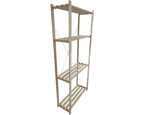 Drevený regál so štyrmi úrovňami na vnútorné použitie