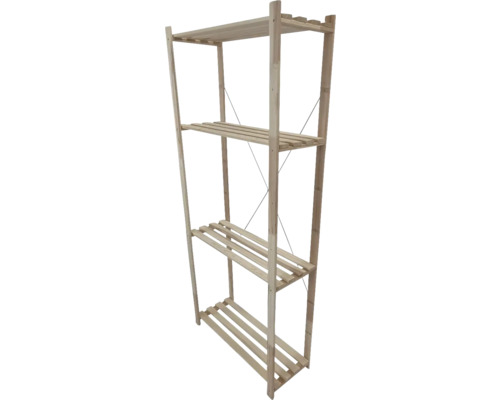 Drevený regál so štyrmi policami