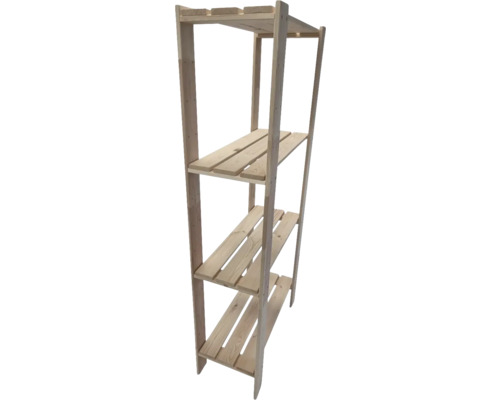 Drevený regál so štyrmi policami do interiéru