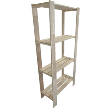 Drevený regál so štyrmi úrovňami do interiéru