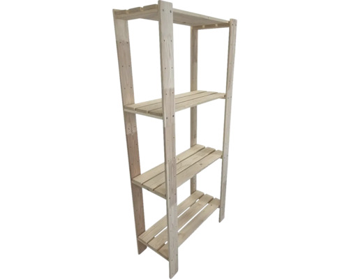 Drevený regál so štyrmi úrovňami do interiéru