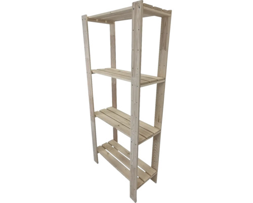 Drevený regál so štyrmi policami do interiéru