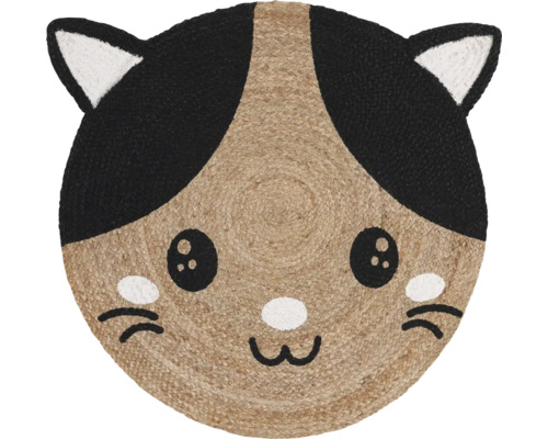 Okrúhly koberec s motívom mačacej tváre