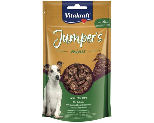 Maškrta pre psov Vitakraft Jumper's Minis kačacie 80 g Vitakraft Jumper''s Minis kačacie maškrty pre psov, receptúra bez obilnín a cukru