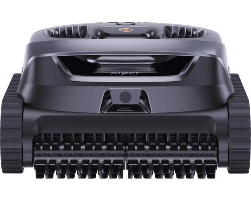 Logo AIPER na robotickom čističi bazénov s ultrazvukovým senzorom