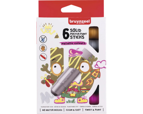Balenie šiestich metalických farieb Bruynzeel Holland Poster Paint Sticks