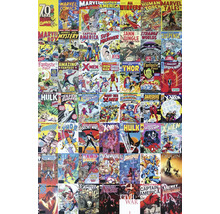 Koláž rôznych komiksov Marvel
