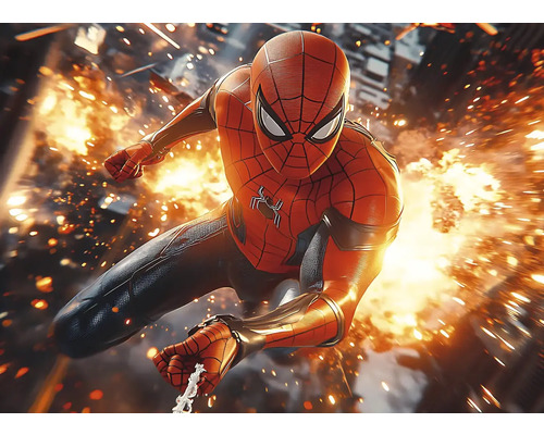 Akčná figúrka Spidermana v dynamickej póze pred rozmazaným pozadím
