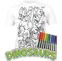 Tričko s dinosaurovou omaľovánkou a fixy na textil