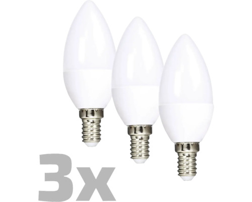 Tri LED žiarovky v tvare sviečky s päticou E14