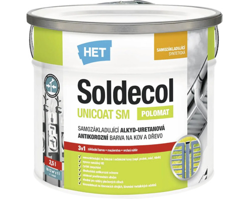 Farba na kov HET Soldecol Unicoat SM 2321 hnedá 2,5 l Farba Soldecol Unicoat SM na kov a drevo v nádobe