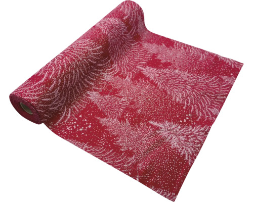 Vianočná stuha dekor strom 28 x 300 cm červená Rola obrusu so stromovým vzorom