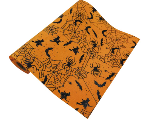 Stuha s motívom Halloween 28 x 300 cm oranžová Rolka baliaceho papiera s halloweenskymi motívmi