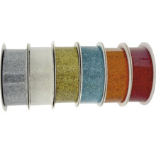 Sada šiestich trblietavých stúh na cievkach.