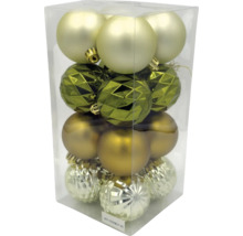 Viacfarebné vianočné gule v priehľadnej nádobe