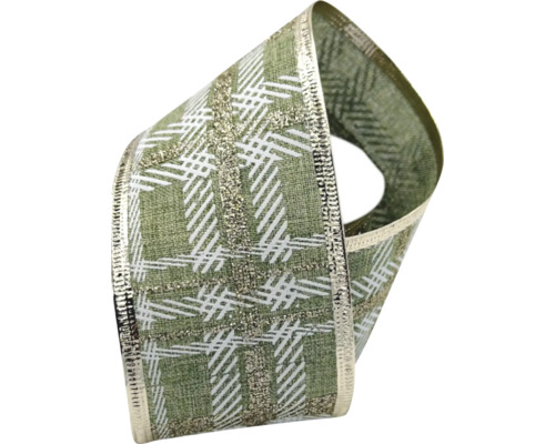 Vianočná stuha kockovaná 6 x 300 cm olivová Ozdobná stuha s károvaným vzorom na ručné práce