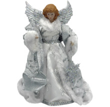 Špička na vianočný stromček anjel so striebornými šatami a krídlami