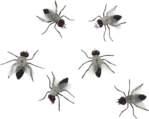 Jesenná dekorácia muchy 5 cm čierne 6 ks Muchy ako ochrana proti škodcom