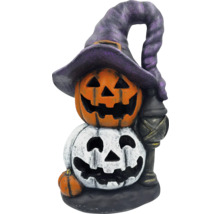 Halloweenska dekorácia s tekvicami, čarodejníckym klobúkom a lampášom