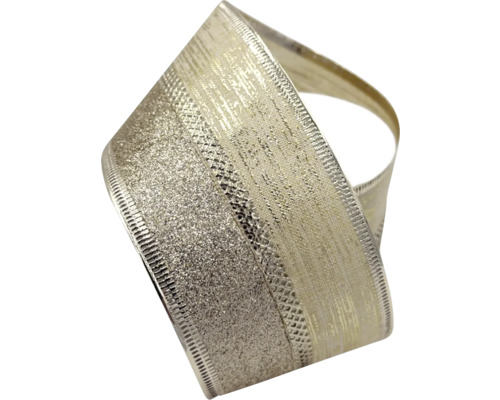 Vianočná stuha s pruhmi 6 x 300 cm šampaň Dekoratívna textilná stuha pre ručné práce