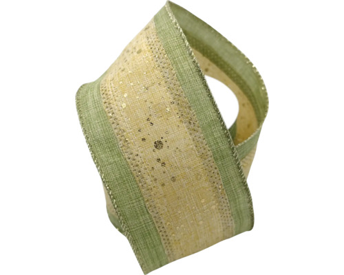 Vianočná stuha s pruhom 6 x 300 cm olivovo-hnedá Ozdobná stuha so štruktúrou a vzorom